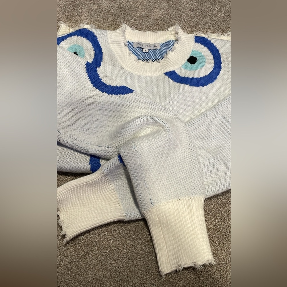 NWOT MISS SPARKLING Evil Eye Sweater Small